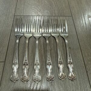 6 INTERNATIONAL SILVER Rogers Silverplate Inspiration Magnolia 6-3/4" Salad Fork